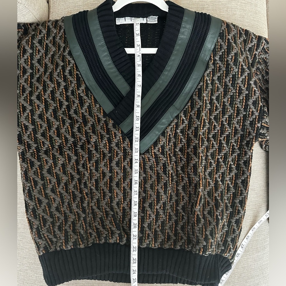 Vintage Chunky Preppy Pullover V-neck Grandpa Sweater by Index - Picture 4 of 7